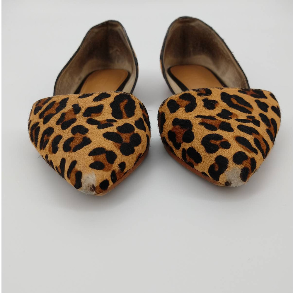 J Crew Zoe Leopard Pointed Toe Flat Calf Hair 6 - Picture 3 of 8